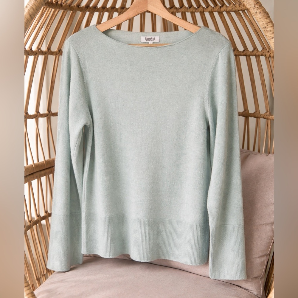 🇮🇹 Bartolini Italy Cashmere Silk Wool Blend Sweater Sage Minimalist Luxury M - Picture 7 of 7